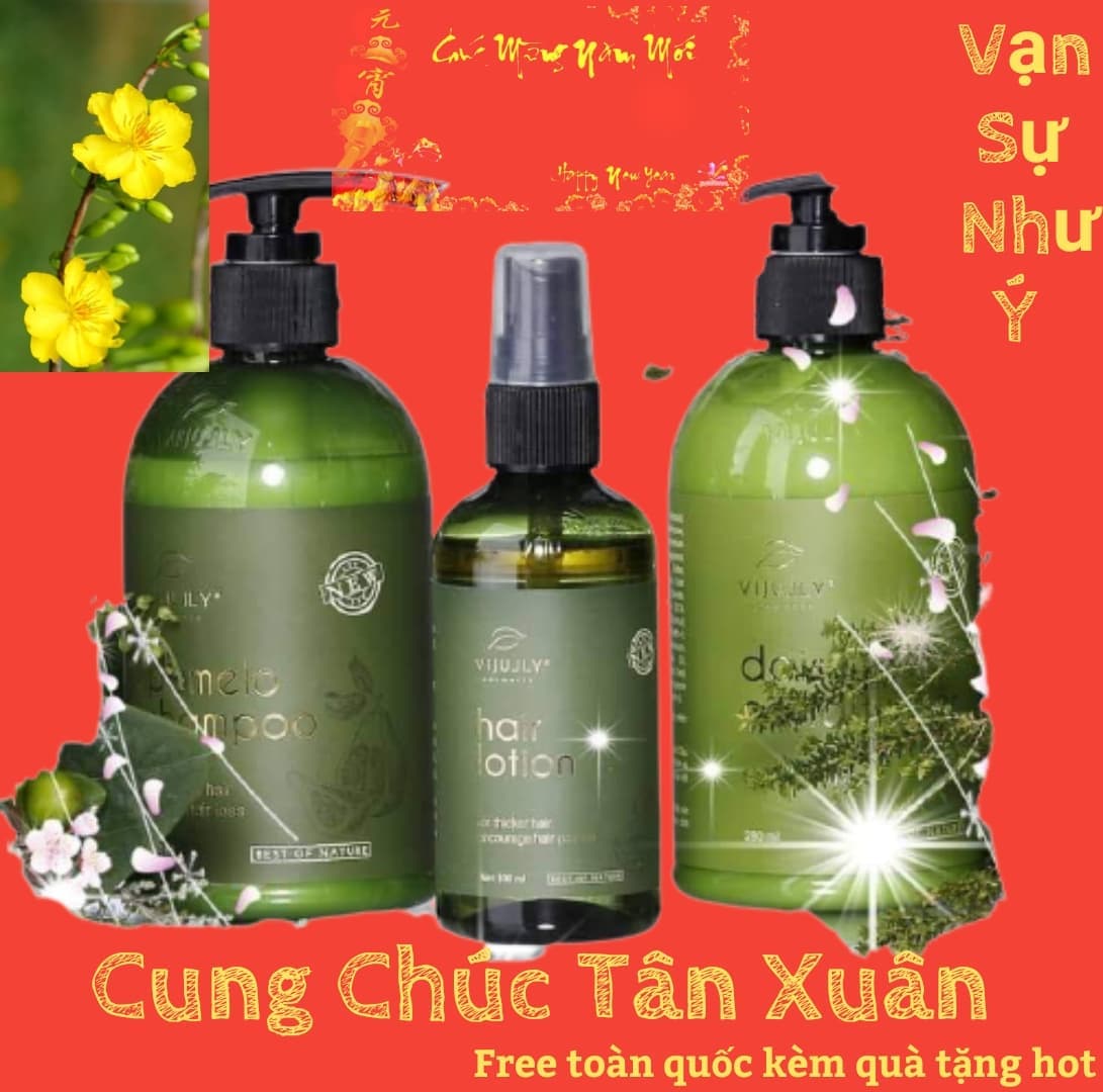 [TẶNG VÍ XINH+Ủ TRẮNG DA] COMBO 3 Chai: Dầu Gội Bưởi-Dầu Xả và Tinh dầu bưởi ViJully ngăn rụng tóc Kích mọc tóc dày và dài nhanh mẫu mới 2021
