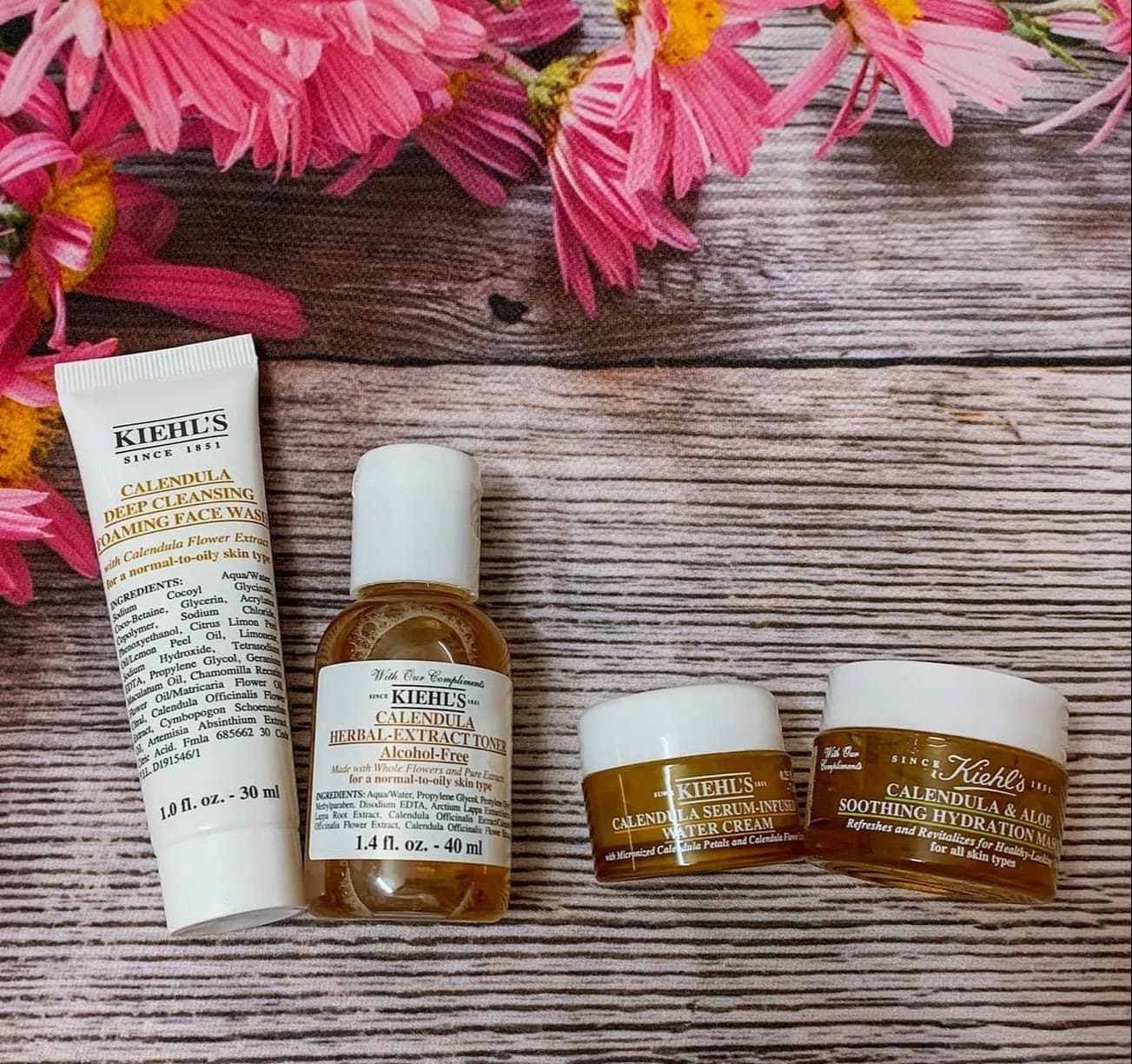 [HCM]Kiehls - Set 4 món Kiehls Hoa Cúc Sửa rửa mặt - Toner - Kem dưỡng - Mặt nạ