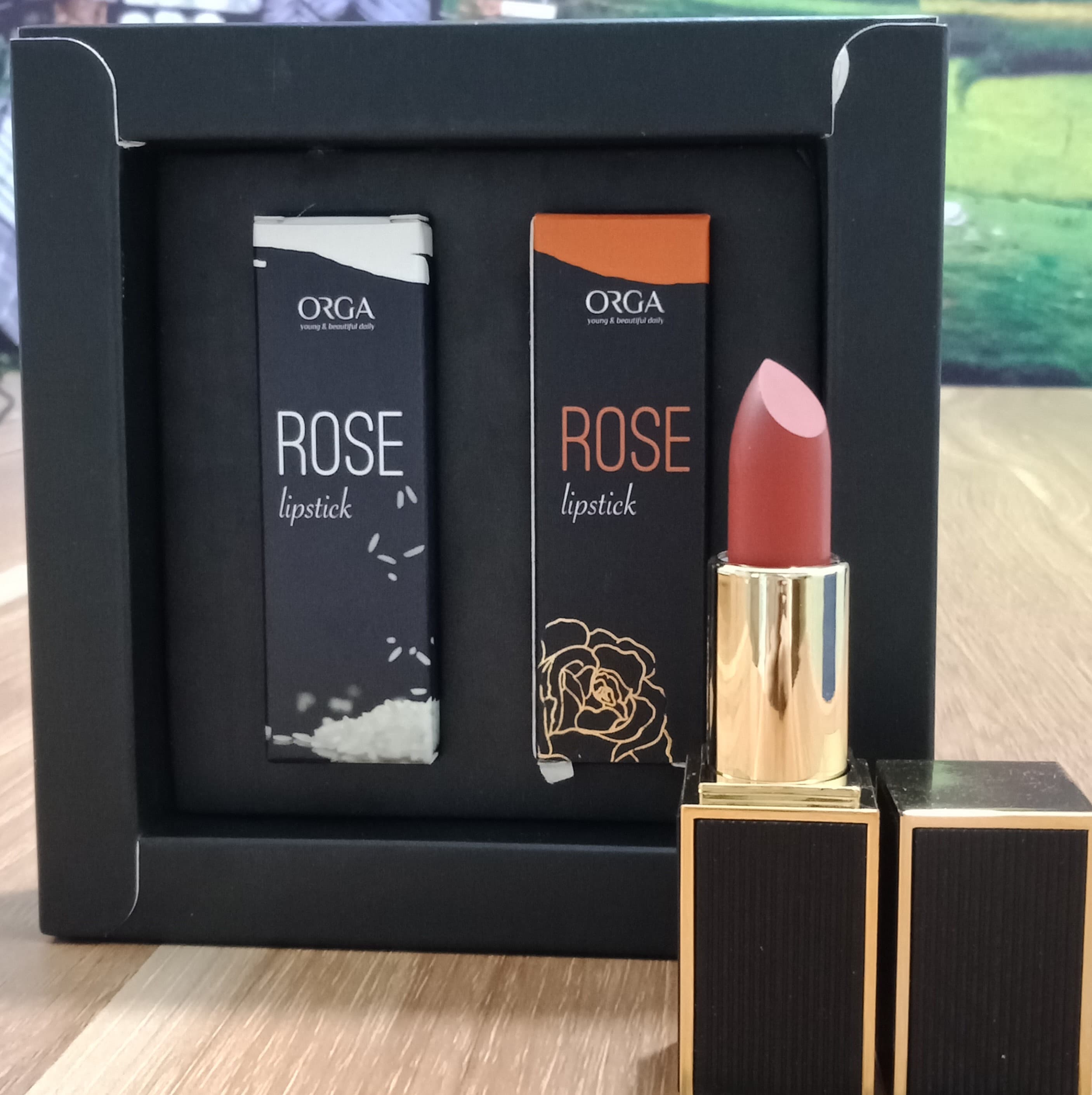 Son hữu cơ - Son organic ROSE LIPSTICK- màu cam đất ( tặng 01 thỏi son dưỡng có thành phần từ mầm gạo của ORGA )