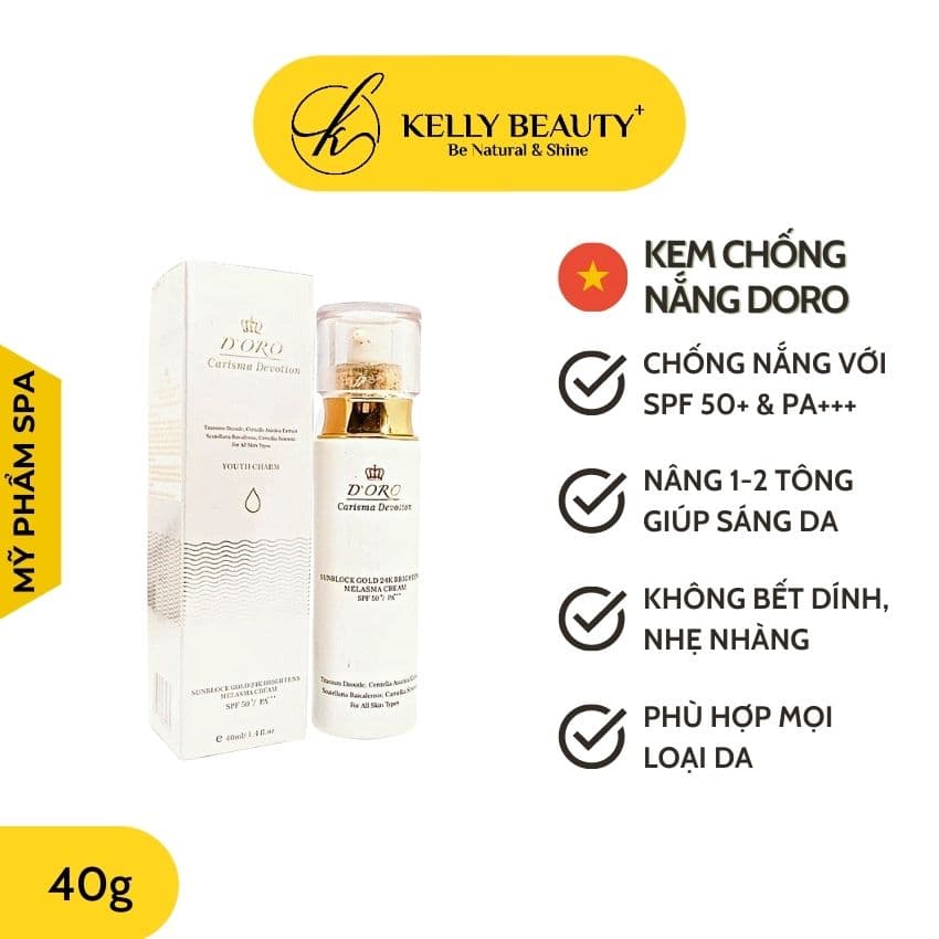 Kem Chống Nắng Vật Lý DORO 40g - Chống nắng nâng tông sáng da tự nhiên không bết dính | KELLY BEAUTY