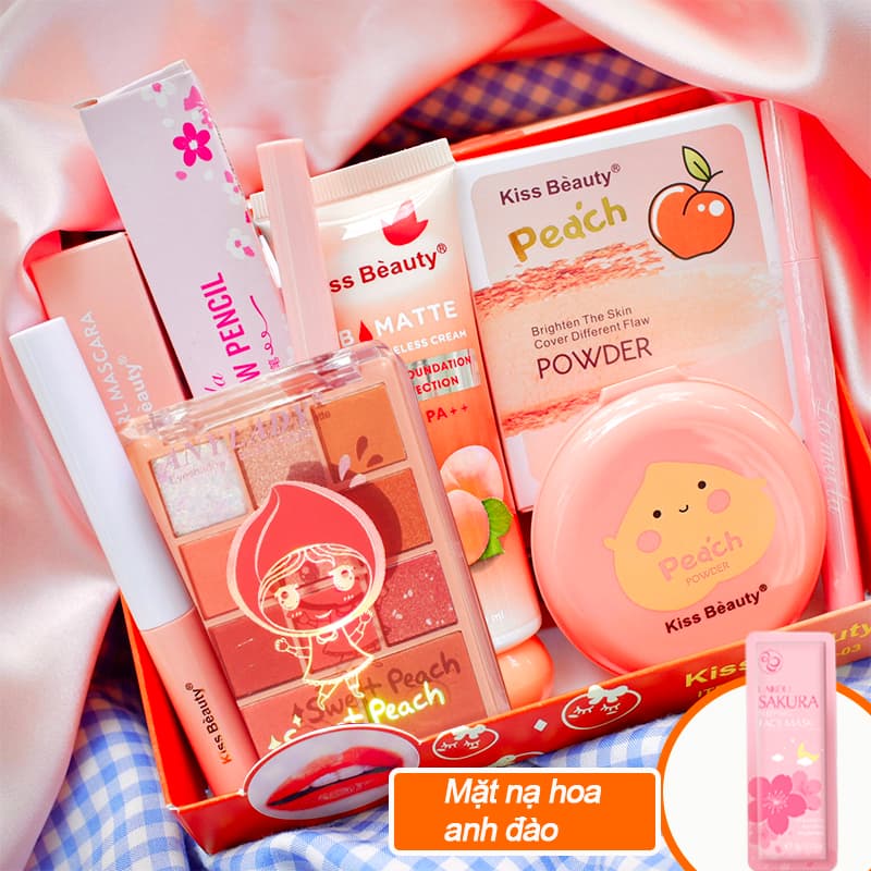 [HCM]【Kiss Belle】Bộ trang điểm chuyên nghiệp 6 món KISS BEAUTY Kem BB che khuyết điểm + Phấn phủ bột + Chì kẻ mày lâu trôi + Bút dạ kẻ mắt + Mascara 4d + Bảng phấn mắt lì bộ makeup đầy đủ set trang điểm đẹp