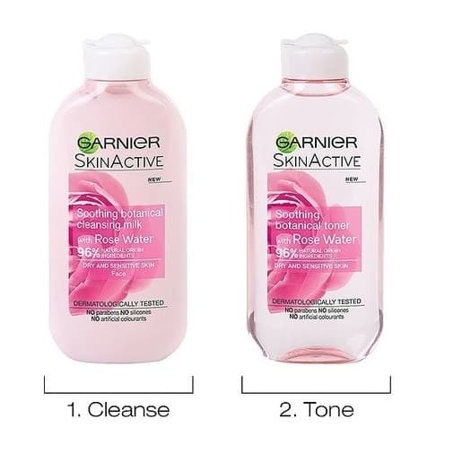 Bộ Kem tẩy trang + Nước hoa hồng GARNIER Rossenwasser 200mlx2 (cho da khô và nhạy cảm)