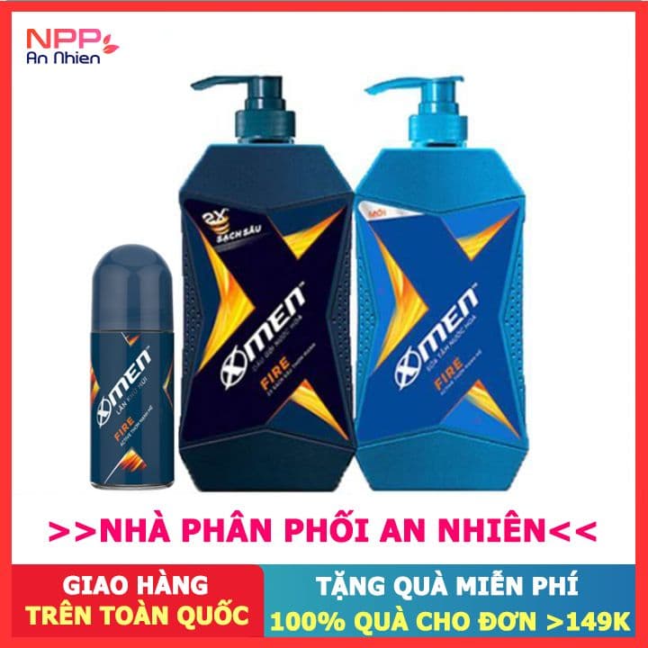 Combo Dầu Gội Nước hoa xmen Fire 650g + Sữa Tắm 650g + Lăn khử mùi 50ml - NPP AN NHIÊN