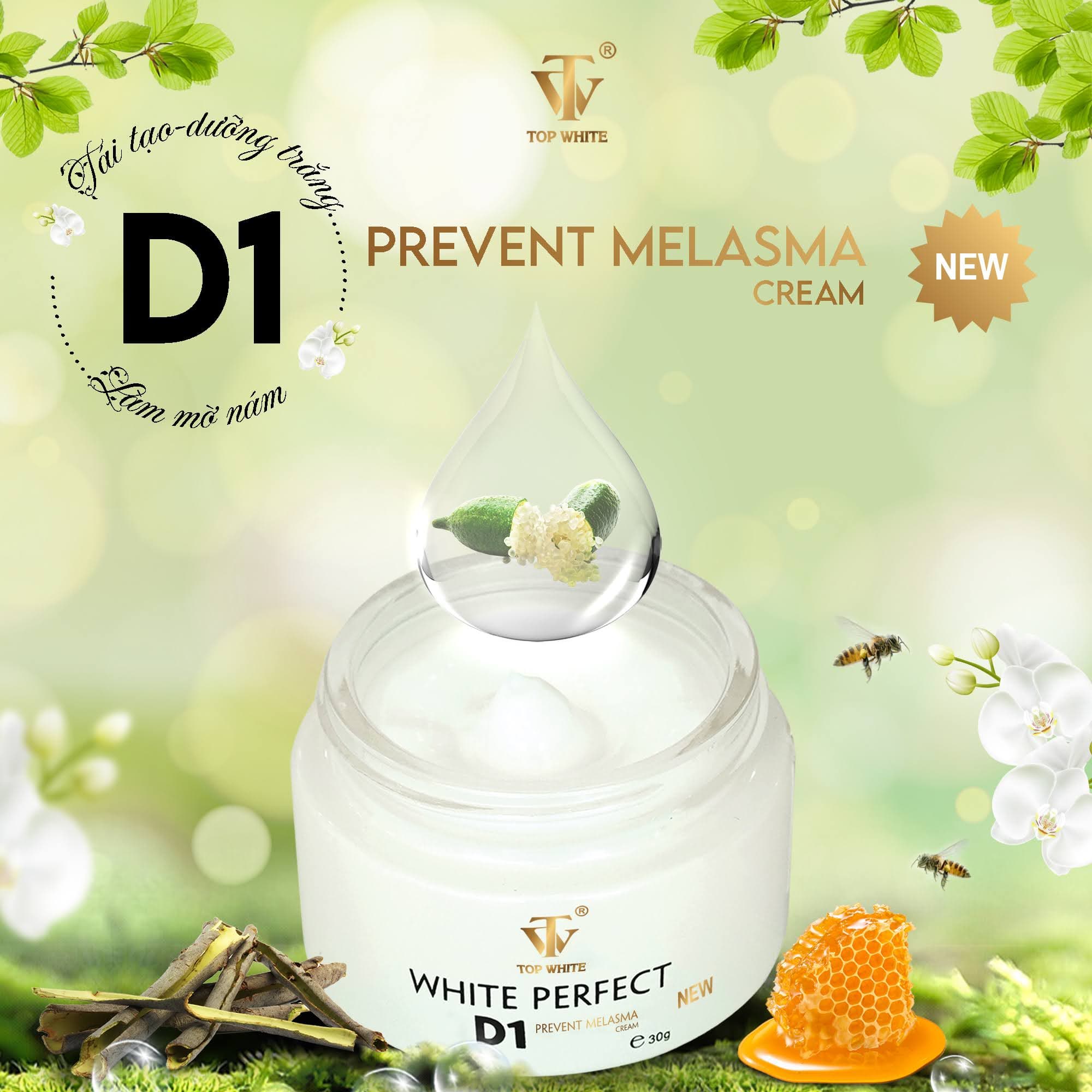Kem dưỡng trắng da ngừa nám tàn nhang đồi mồi Topwhite White Perfect D1