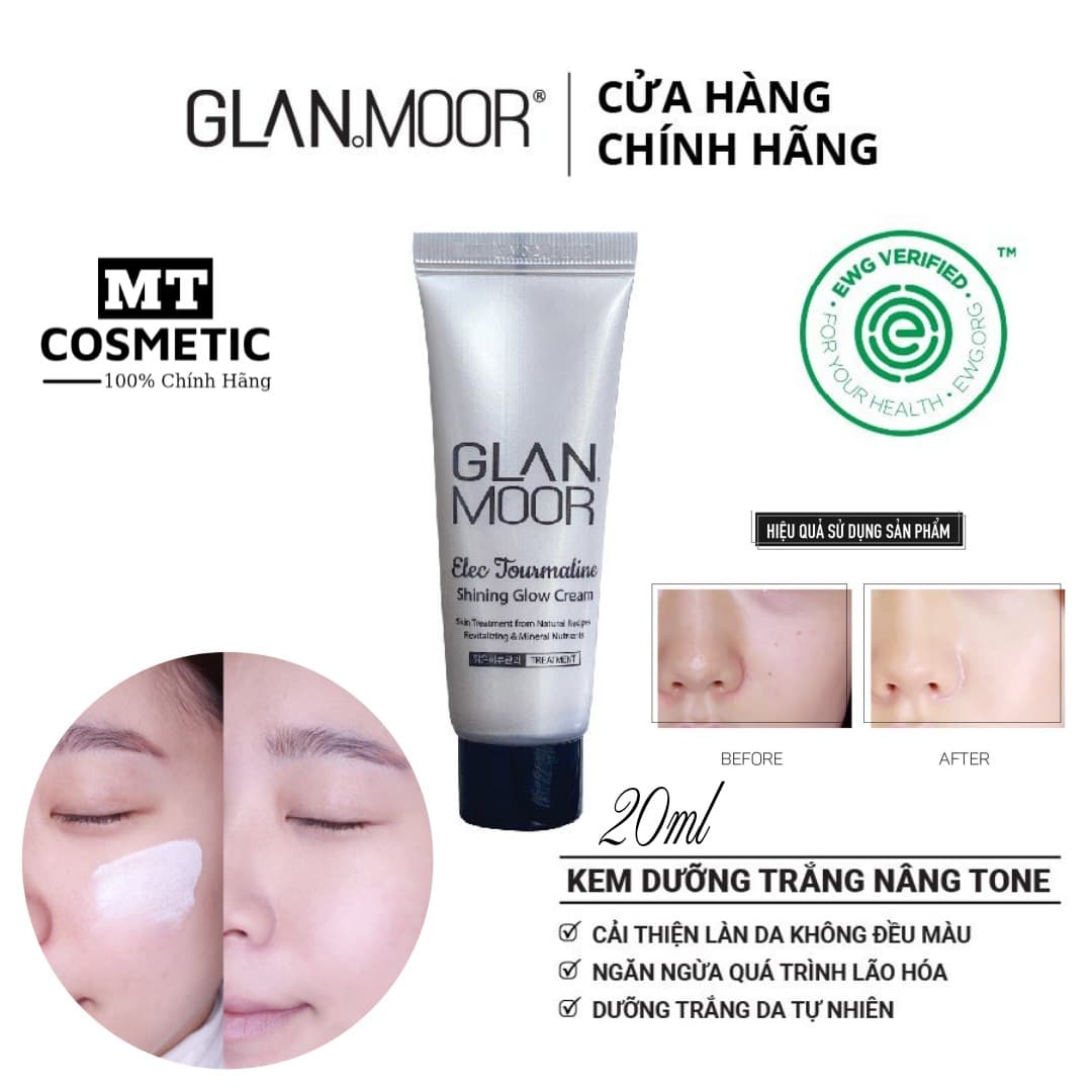 Kem Dưỡng Trắng Nâng Tone Da GLAN MOOR Elec Tourmaline Shining Glow Cream Mini Size 20ml - Glanmoor Mini Size - 20ml