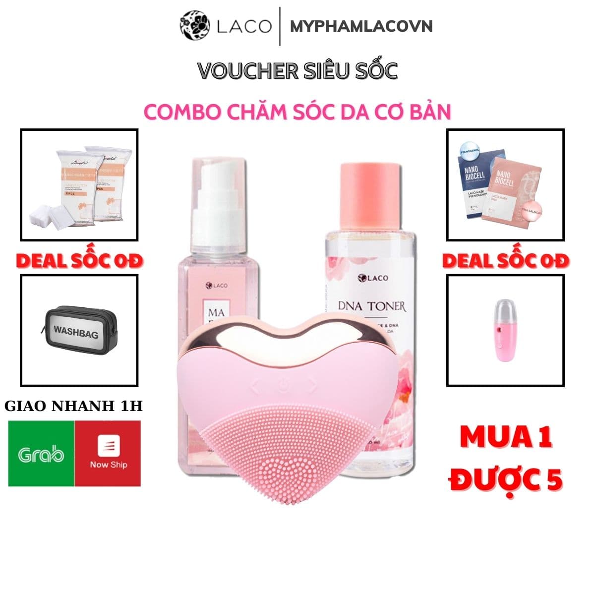 Combo Chăm Sóc Da Cơ Bản (Máy Rửa Mặt Laco Luxury + Sữa Rửa Mặt Marosa + Toner DNA)