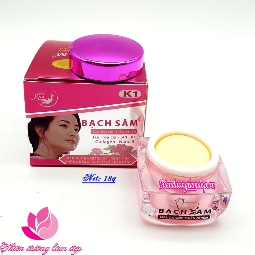 [HCM]Kem dưỡng trắng da ngừa mụn chống nắng se khít lỗ chân lông KEM BẠCH SÂM K1 18g