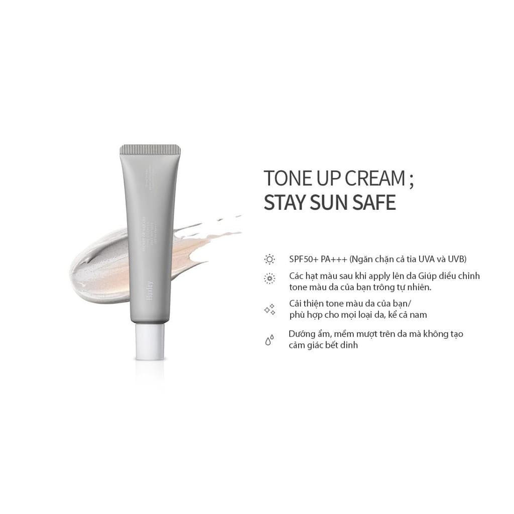 Kem chống nắng nâng tone và dưỡng ẩm da [Huxley] TONE UP CREAM  STAY SUN SAFE SPF50+ PA+++ 35ml