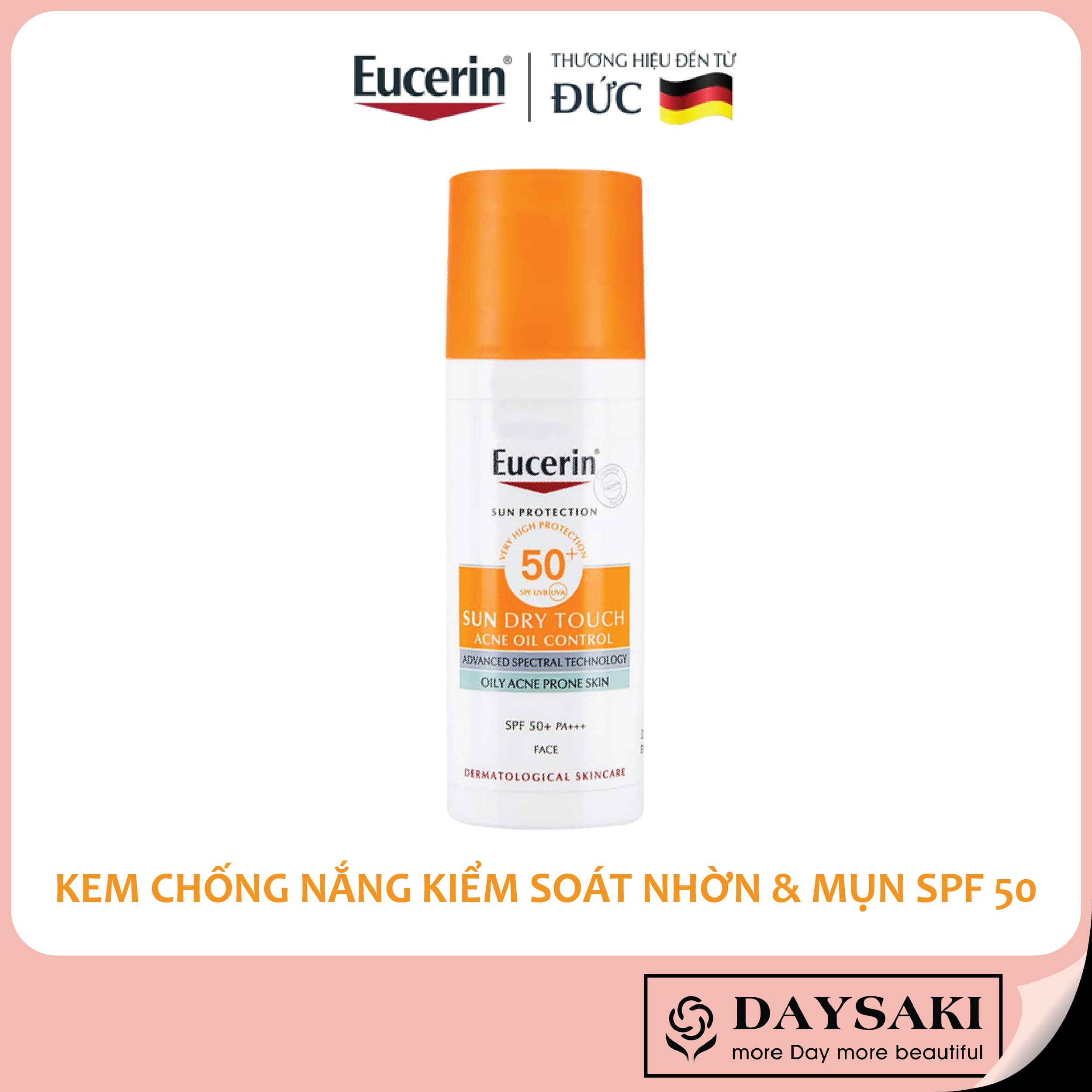 [HCM]Eucerin Kem Chống Nắng Kiểm Soát Nhờn & Mụn Oil Control Gel-Cream Sun Dry Touch SPF50+ 50ml