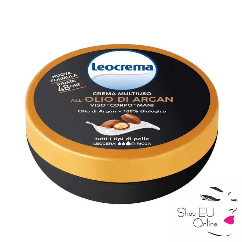 Kem dưỡng da đa năng - 100% Bio -Leocrema Crema Multiuso Olio di Argan 150 ml- mặt- body-tay- Italy