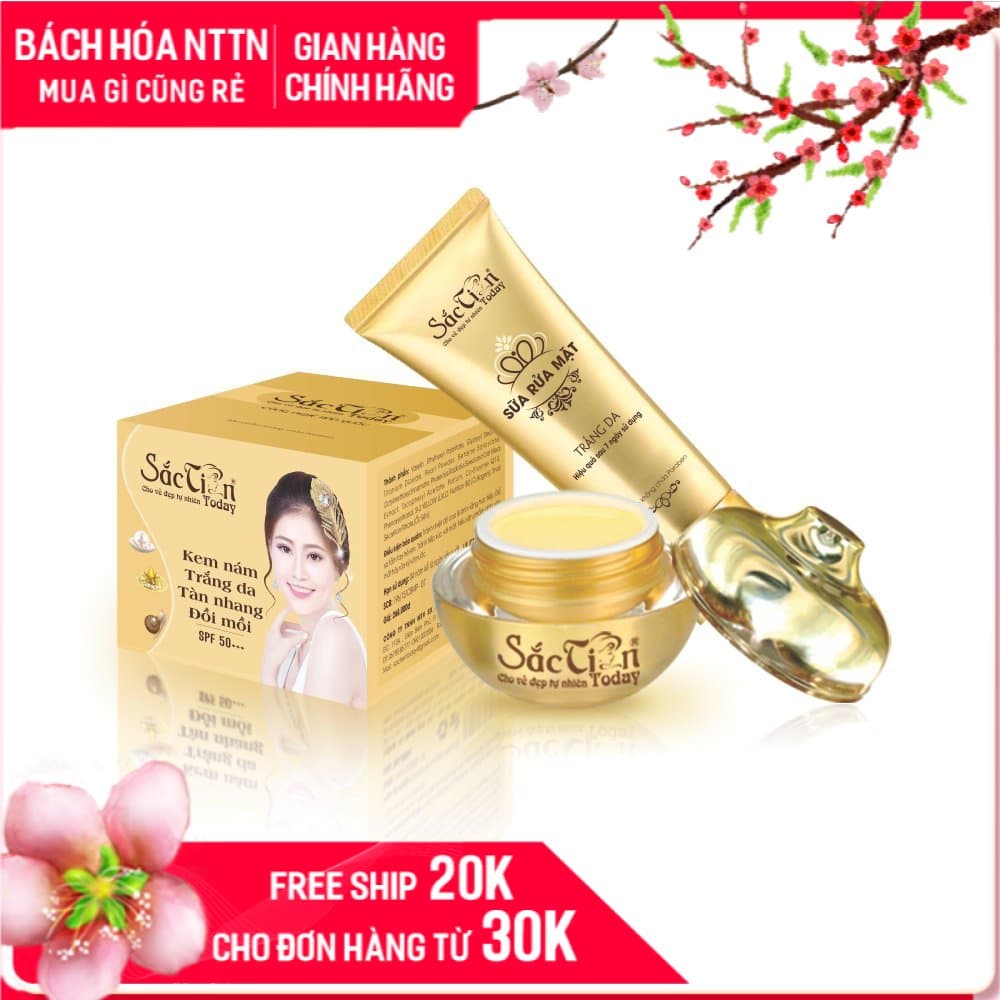 Combo Kem nám trắng da tàn nhang đồi mồi 15g và Sữa rửa mặt Sắc Tiên Today Vip công nghệ Hàn Quốc