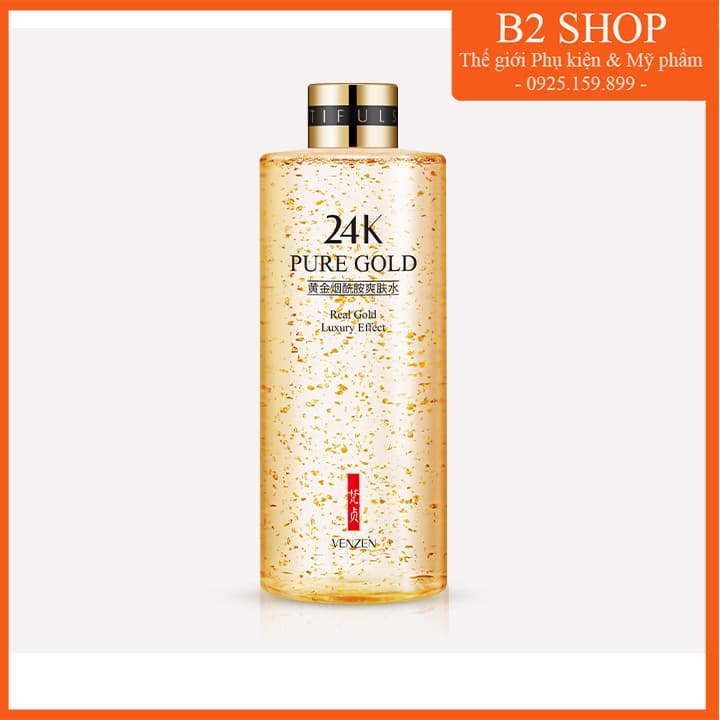 Toner Nước cân bằng tinh chất Gold 24K VENZEN chai 300ml nội địa Trung
