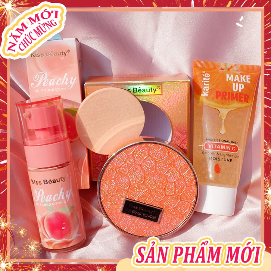 [HCM][Peachy Sis Shop] Bộ kem nền dạng lỏng 3 món(Kem cách ly Trong suốt+kem BB+Phấn trang điểm)