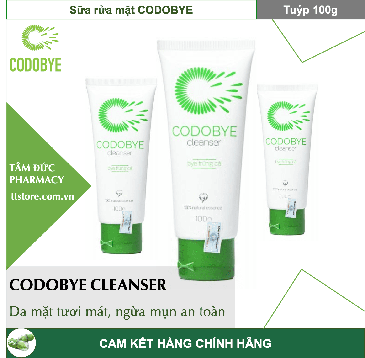 [HCM]CODOBYE CLEANSER - Sữa rửa mặt ngừa mụn 100g