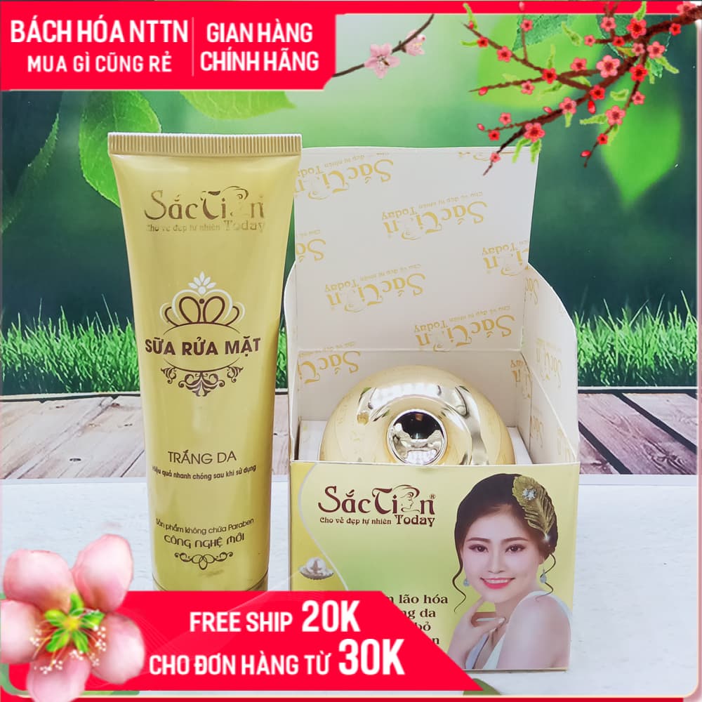 Combo sữa rửa mặt và Kem lão hóa trắng da loại bỏ sắc tố đen 15g Sắc Tiên Today mờ vết nhăn ngăn ngừa sạm và trắng da chống nắng