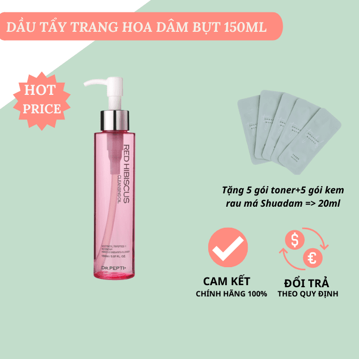 Dầu Tẩy Trang Hoa Dâm Bụt Dr.Pepti Cleansing Oil Sạch Sâu Ngăn Ngừa Mụn 150ml