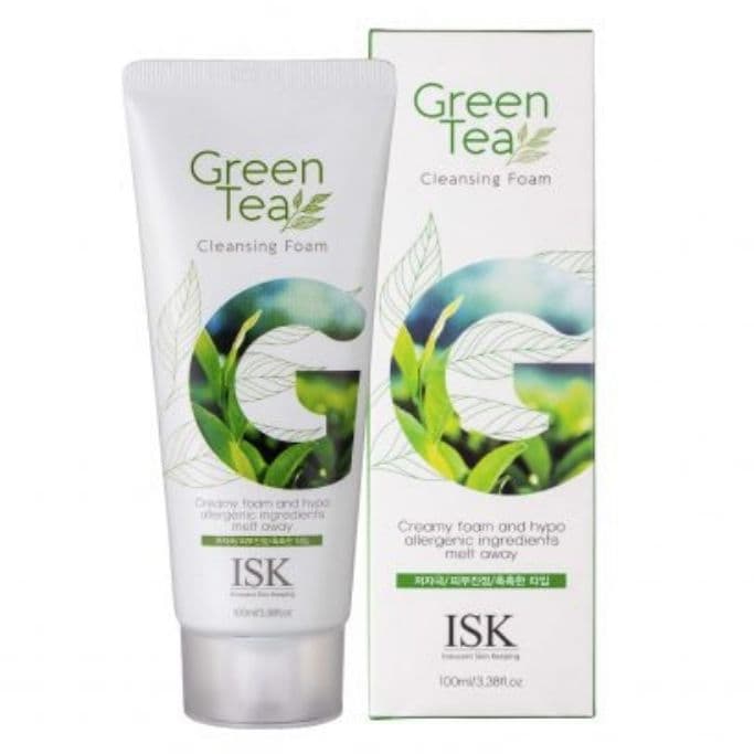 Sữa Rửa Mặt Trắng Da Làm Sạch Sâu ISK Green Tea Cleansing Foam 100ml Chiết Xuất Trà Xanh - Hàn Quốc