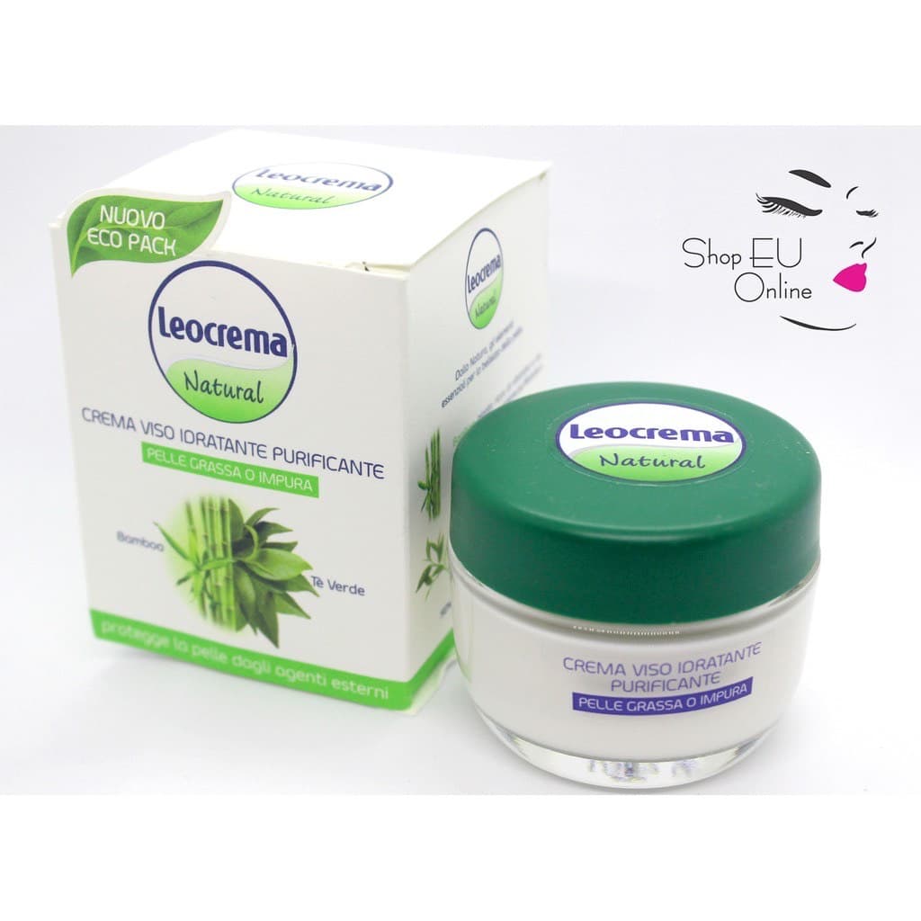 Kem dưỡng ẩm siêu cấp Leocrema cho DA DẦU - CREMA VISO IDRATANTE PURIFICANTE - tre trà xanh