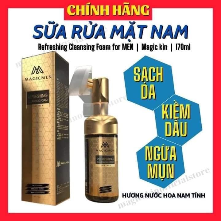 [HCM]Sữa rửa mặt cho NAM Magic Skin - SRM bọt biển đầu cọ Refreshing Cleansing Foam for MEN