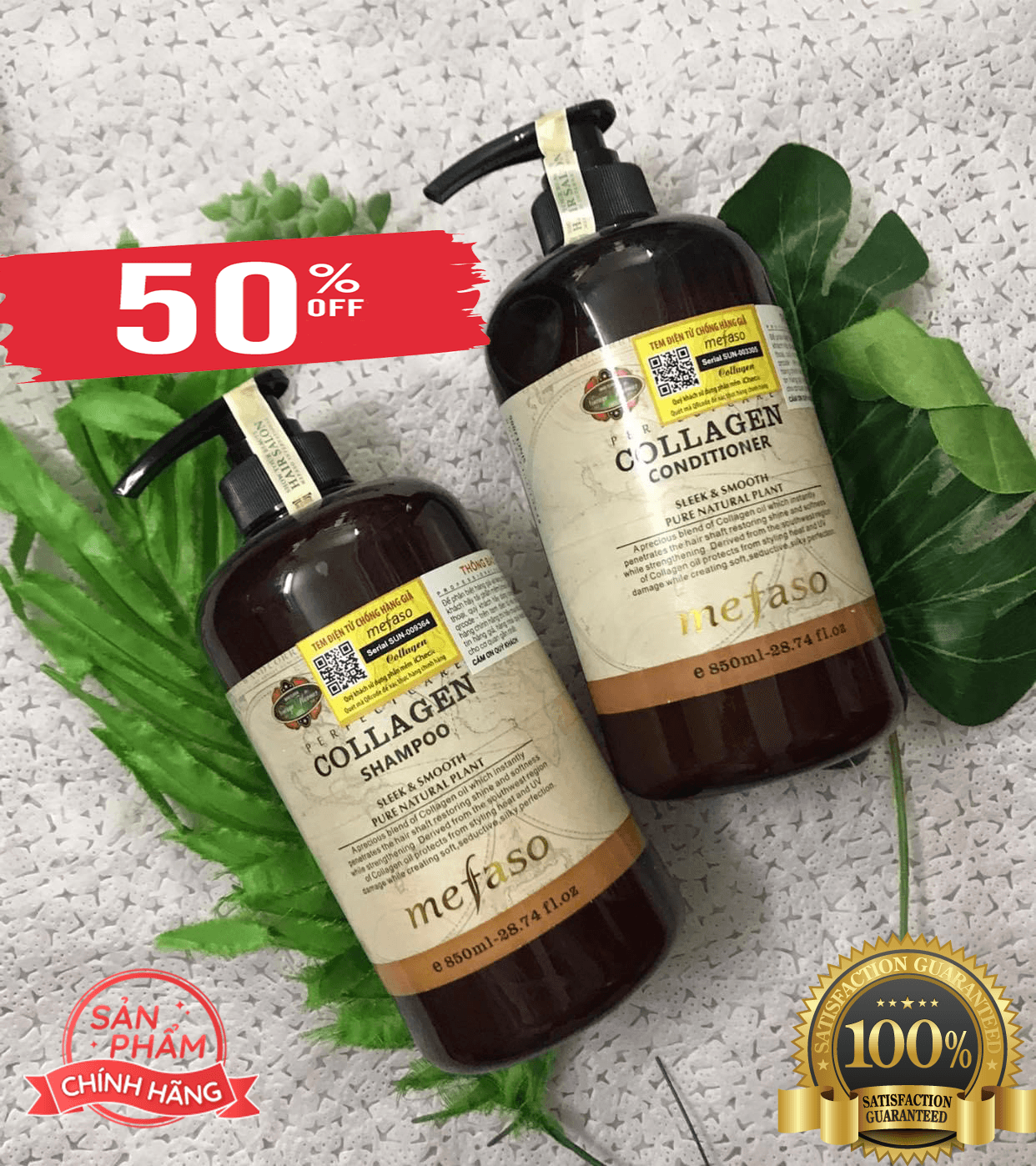 COMBO dầu gội và xả Collagen MEFASO Phục hồi tóc khô và chẻ ngọn
