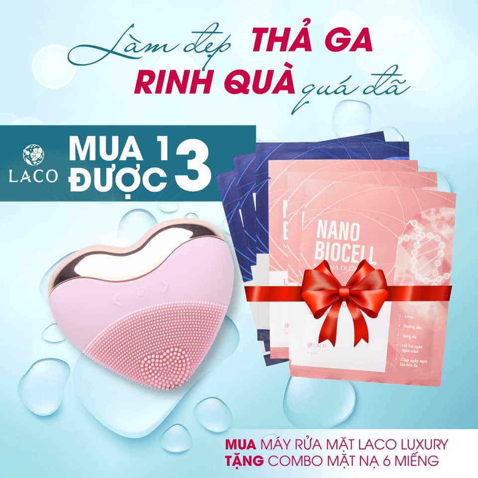 Máy rửa mặt Laco Luxury Tặng Sữa rửa mặt Laco Marosa & kem đánh răng