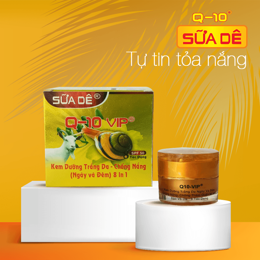 [HCM]Q-10 SỮA DÊ - Kem dưỡng trắng da Chống nắng Chống thâm quầng mí mắt Bảo vệ da 8 in 1 (30g)