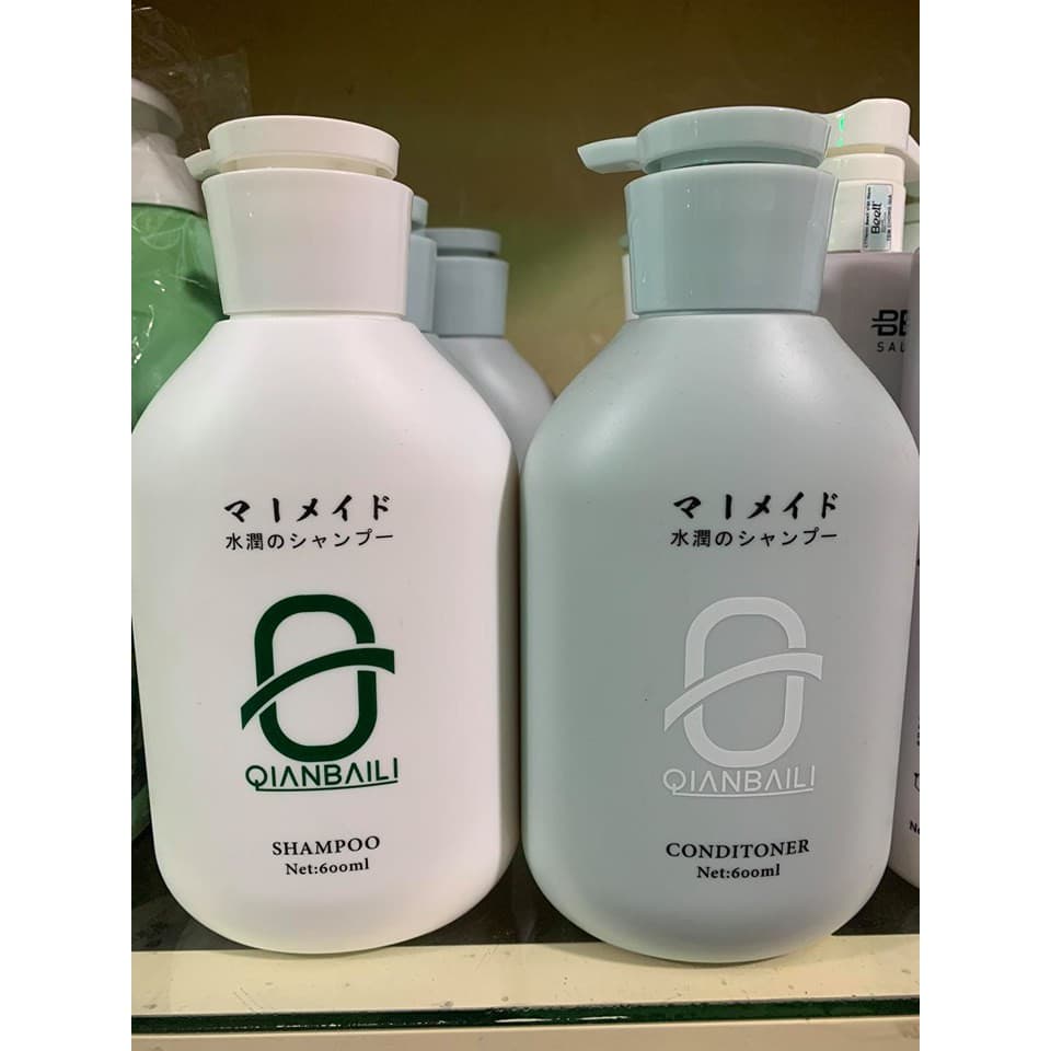 Cặp Dầu gội xả Nhật Bản QIANBAILI 600ml x2