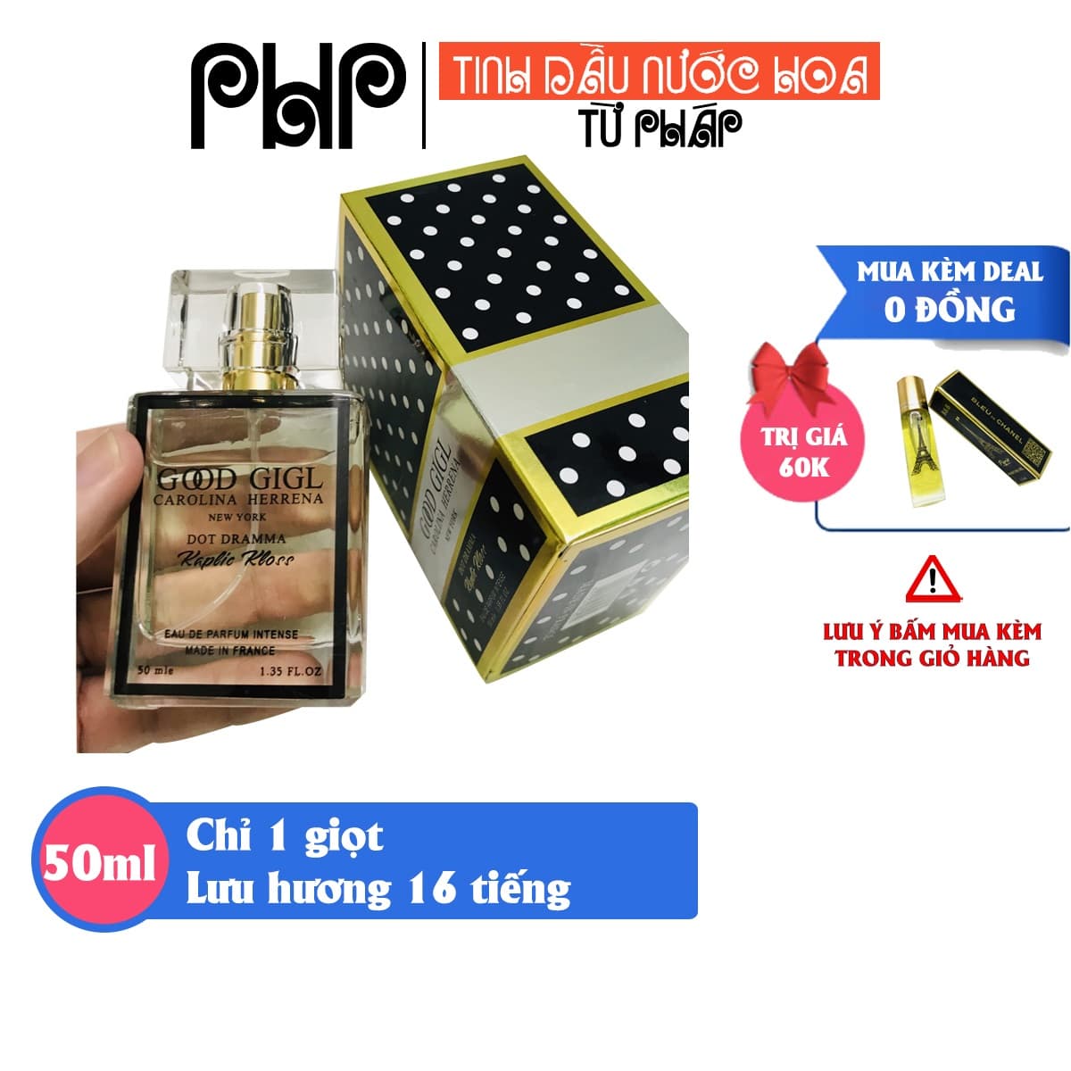 [Lưu hương 16 tiếng] Nước hoa Nữ PHP GoodGirl dạng tinh dầu 50ml tỏa hương 2 mét hàng cao cấp
