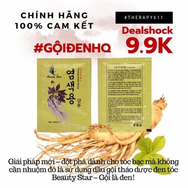 [HCM]SALE SỐC -1 Gói Dầu Gội Đen Tóc Nhân Sâm Beauty Star Hàn Quốc