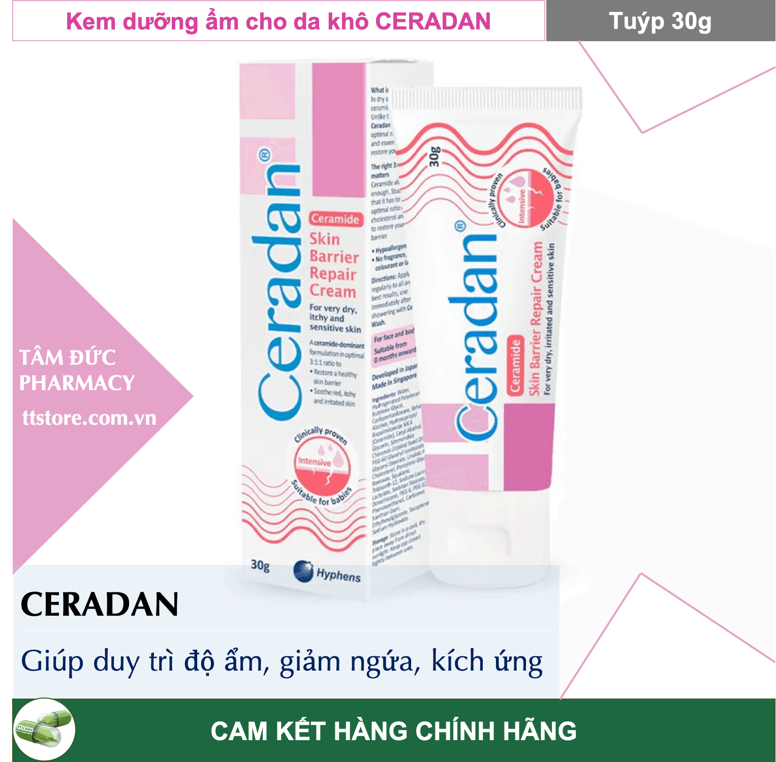 CERADAN [Tuýp 30gr] - Kem dưỡng ẩm dành cho da khô