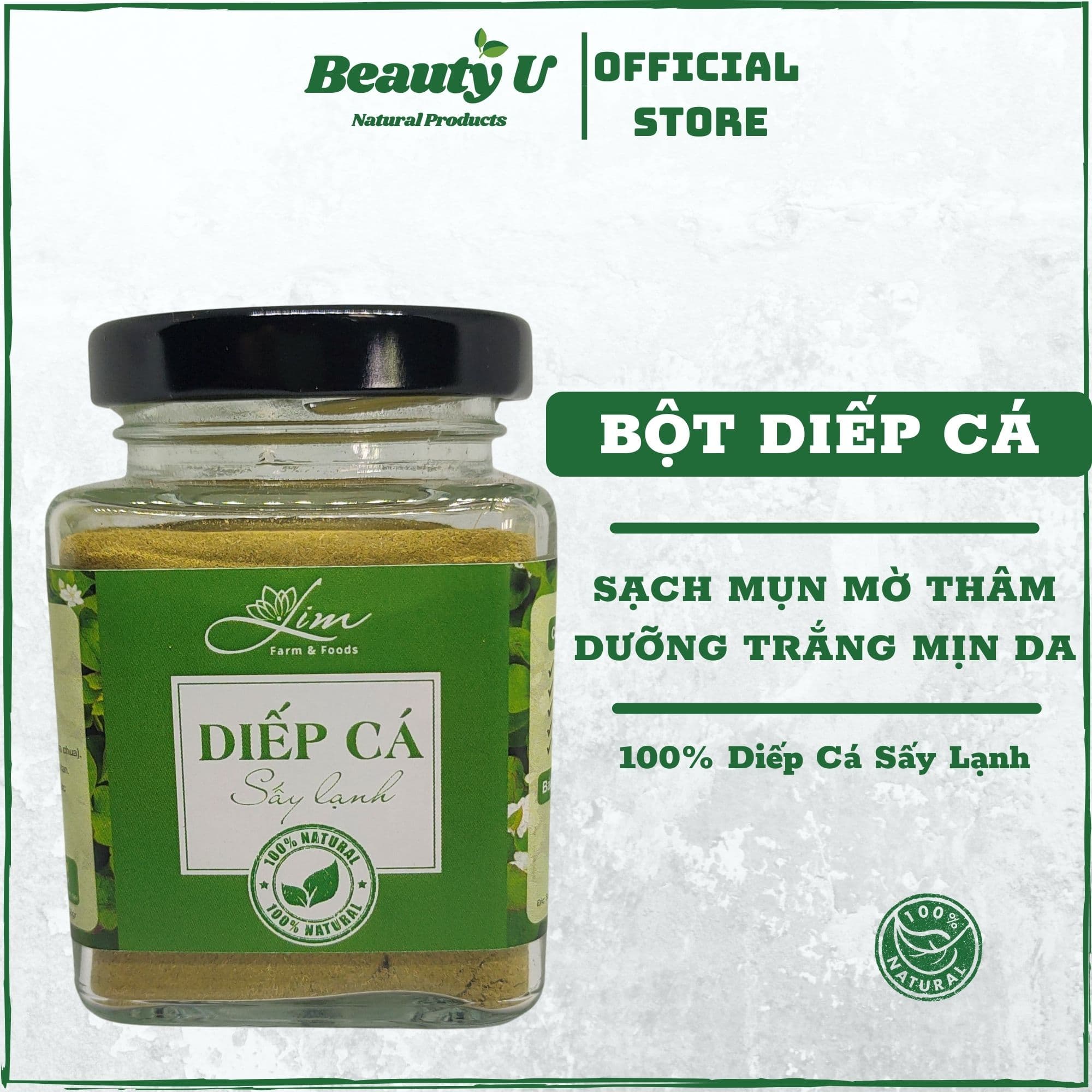 [HCM]Bột Diếp Cá Sấy Lạnh Trị Mụn Nguyên Chất Hũ 150Gram - Mask Mặt Nạ Dưỡng Trị Mụn Diếp Cá  Giảm Mụn Mờ Thâm  Se Khít Lỗ Chân Lông