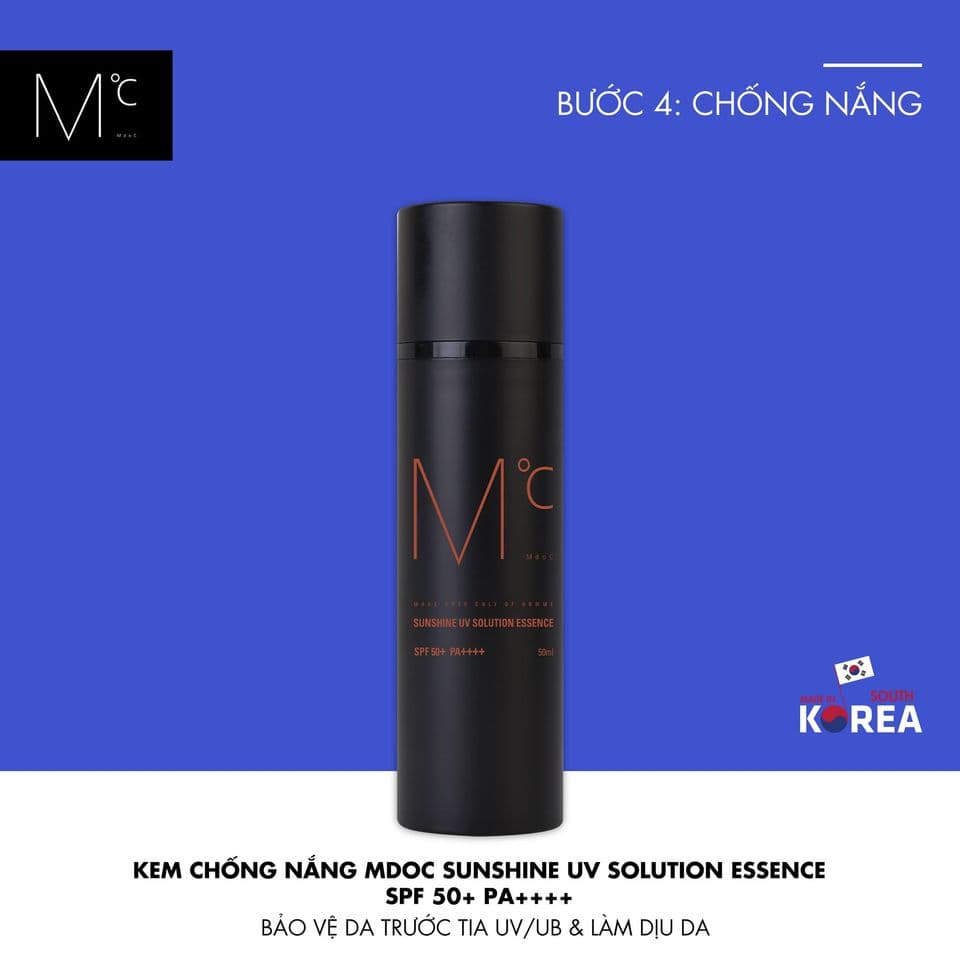 [HCM]MdoC Sunshine UV Solution Essence SPF 50+ PA++++ 50ml - Kem chống nắng 3 trong 1 cho Nam giới
