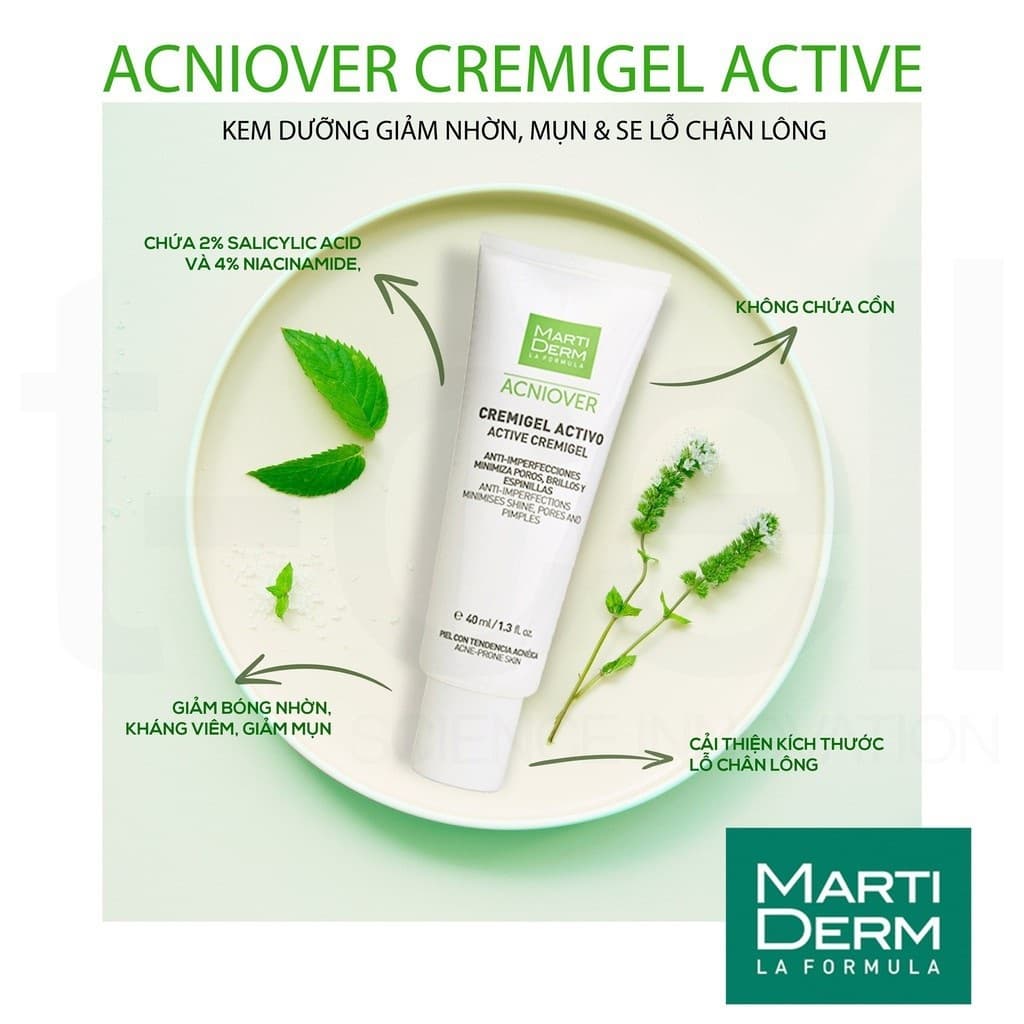 [HÀNG CÔNG TY] Martiderm Acniover Cremigel Active - Kem Dưỡng Giảm Mụn Điều Tiết Bã Nhờn Se Khít Lỗ Chân Lông 40ml - SimmyShop