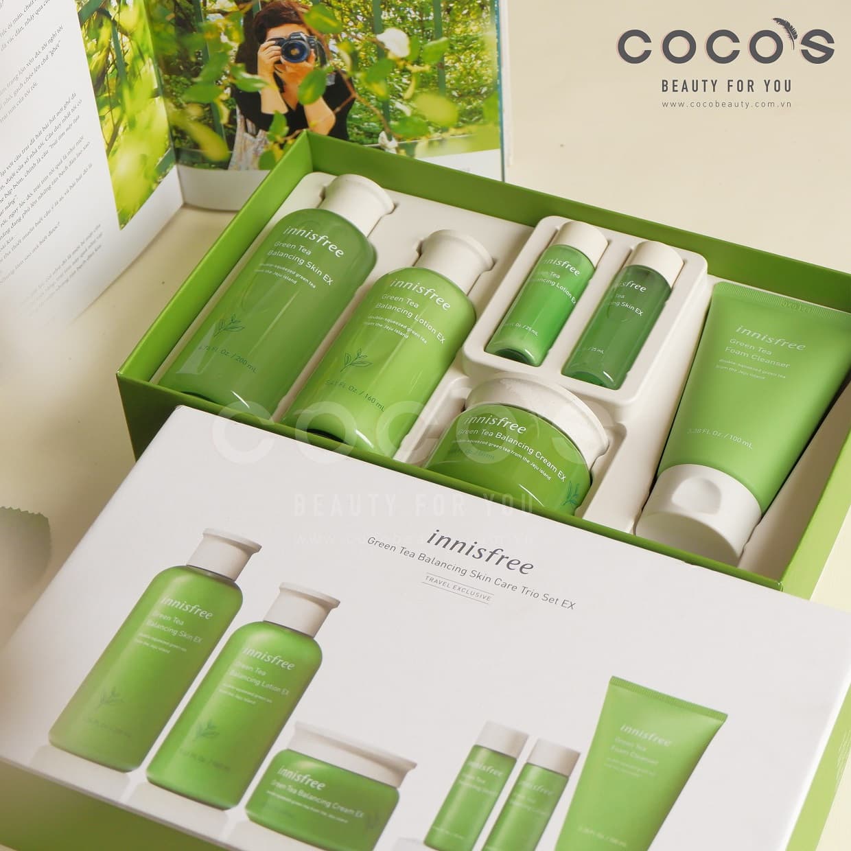 Bộ Dưỡng Da Cân Bằng Trà Xanh 6 Sản Phẩm Innisfree Green Tea Balancing Skin Care Trio Set EX