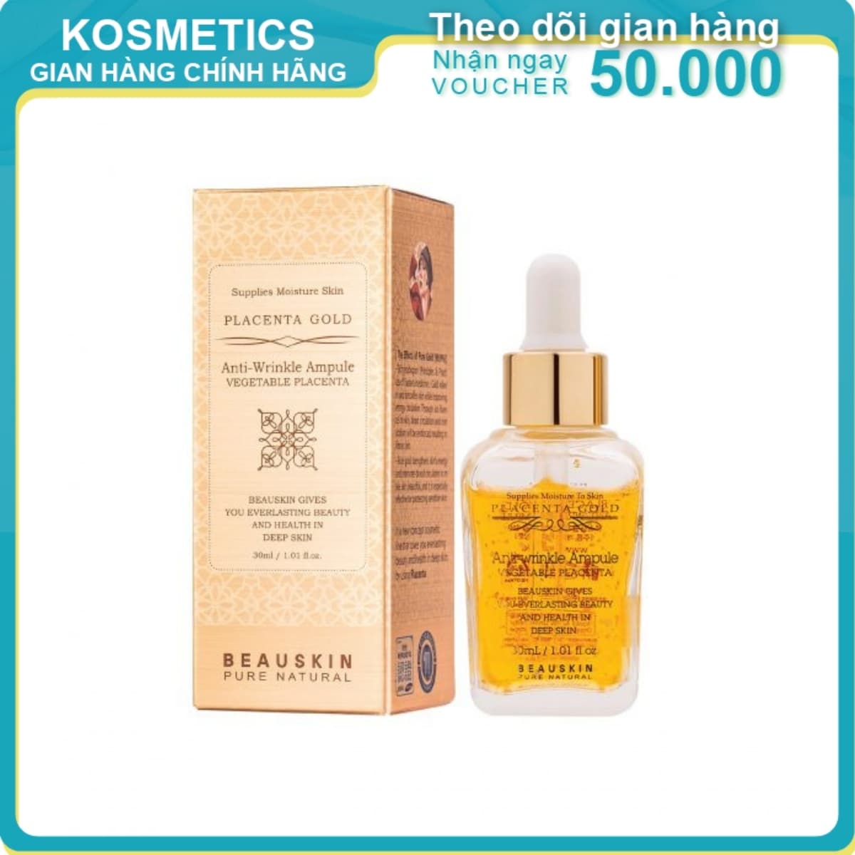 [HCM]Tinh chất chống nhăn BEAUSKIN Anti-Wrinkle Ampoule PLACENTA GOLD 30ml