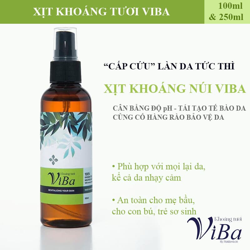 [HCM][Hàng CHính Hãng] Xịt khoáng dưỡng da khoáng tươi viba cấp ẩm làm dịu cân bằng pH bảo vệ cho da mặt giữ lớp trang điểm đẹp giảm bã nhờn giúp da thông thoáng se khít lỗ chân lông
