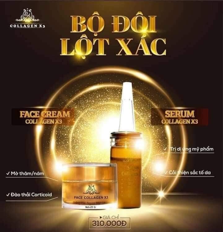 KEM FACE COLAGEN X3 VÀ SERUM COLAGEN X3