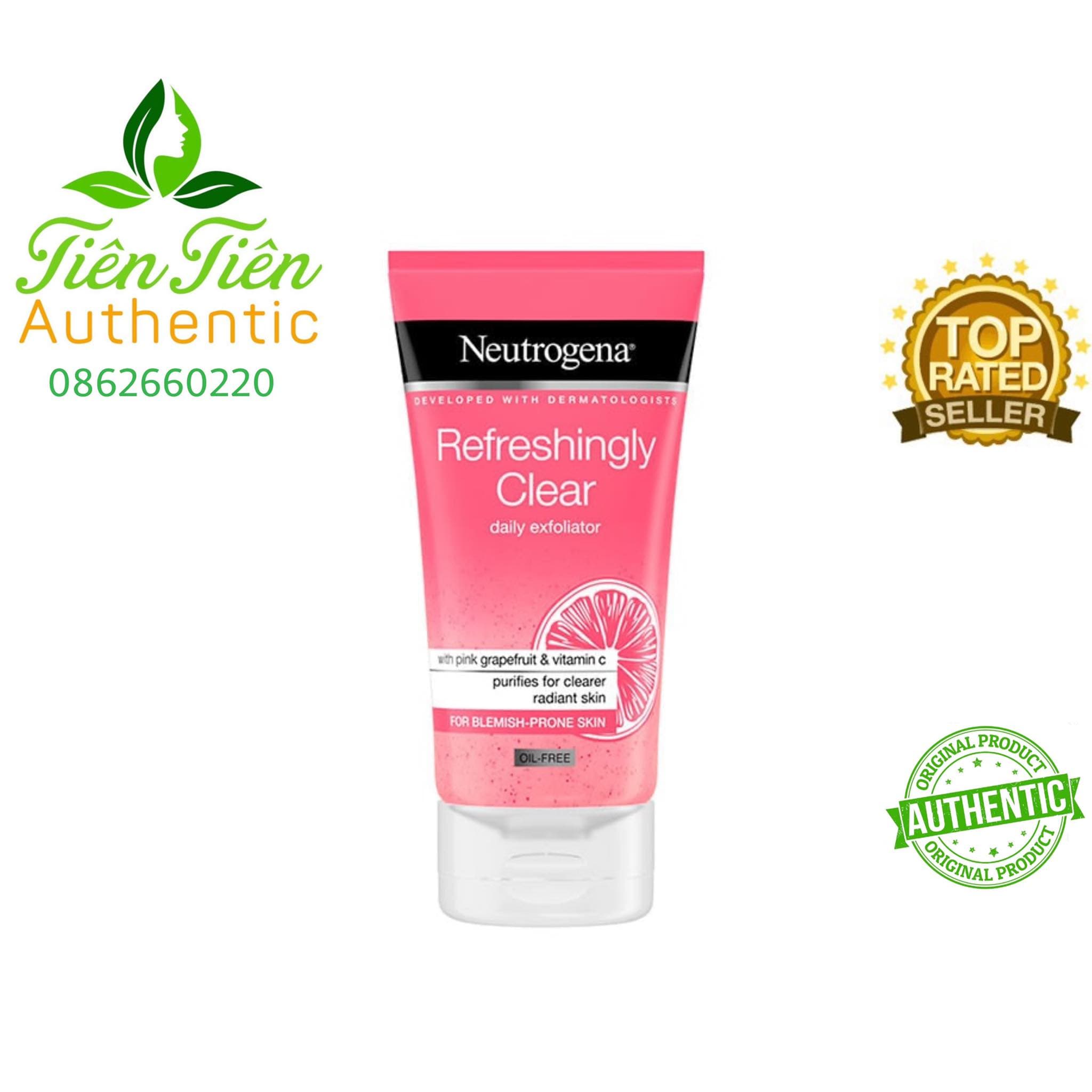 Neutrogena Refreshingly Clear Daily Exfoliator 150ml Sữa rửa mặt bao gồm Tẩy da chết