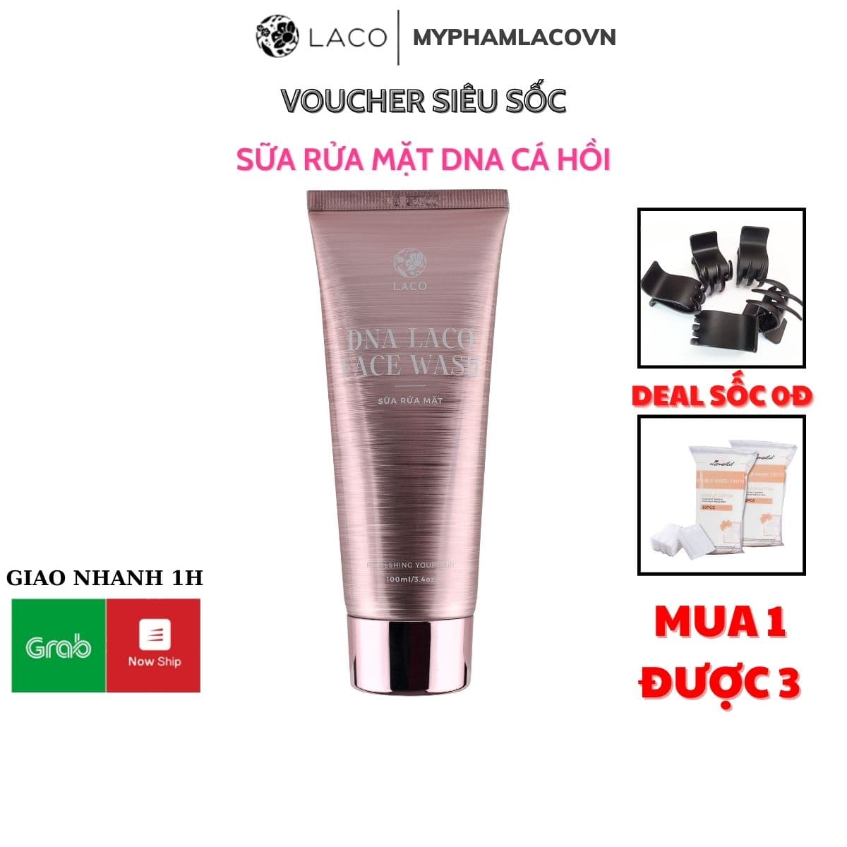 Sữa Rửa Mặt Laco DNA + KÈM QUÀ TẶNG Giúp Làm Sạch Và Dưỡng Ẩm Cho Da Chiết Xuất DNA Giúp Tăng Sinh Collagen Cải Thiện Giúp Da Trắng Sáng Căng Bóng