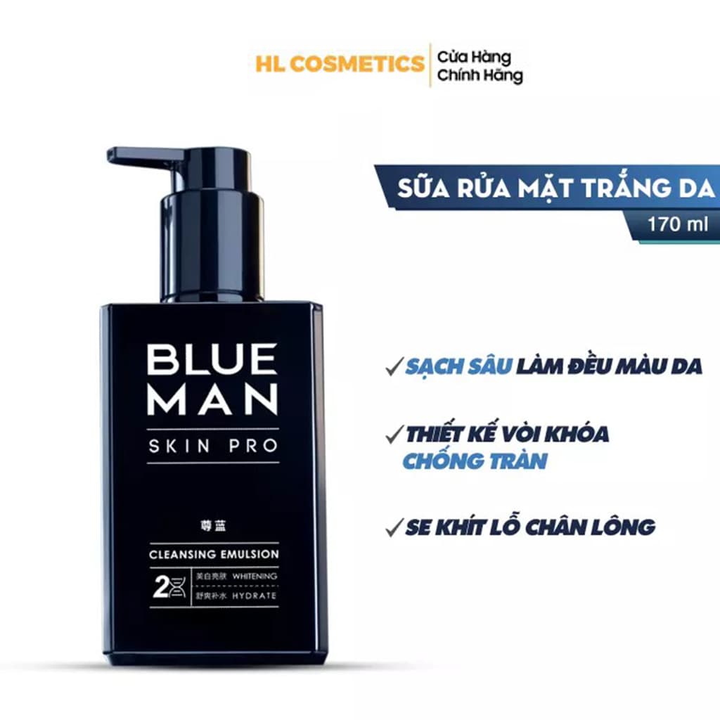 Sữa Rửa Mặt Trắng Da Cho Nam BLUEMAN Làm Sạch Dưỡng Ẩm Dịu Nhẹ 170ml ZL128