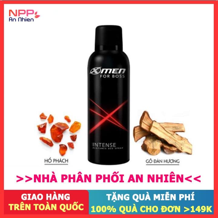 Xịt nước hoa toàn thân x-men For boss 150g (Loại intense đỏ)- NPP AN NHIÊN