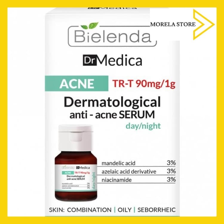 Serum giảm nhờn giảm mụn giúp sáng da Bielenda Dr Medica Dermatologic Anti-Acne Face Day Night 30ml