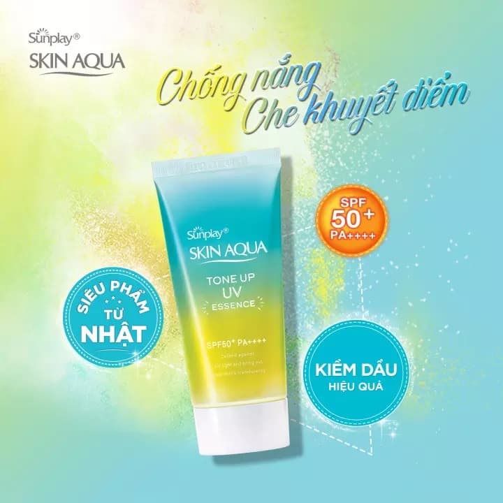 Kem chống nắng Skin Aqua Tone Up bản màu xanh dành cho da nhạy cảm da mụn 50g