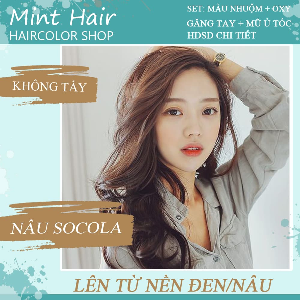 [HCM]Kem Nhuộm Tóc Tại Nhà Thảo Dược Nâu Socola- Nhuộm Từ Nền Đen- Tặng Oxy