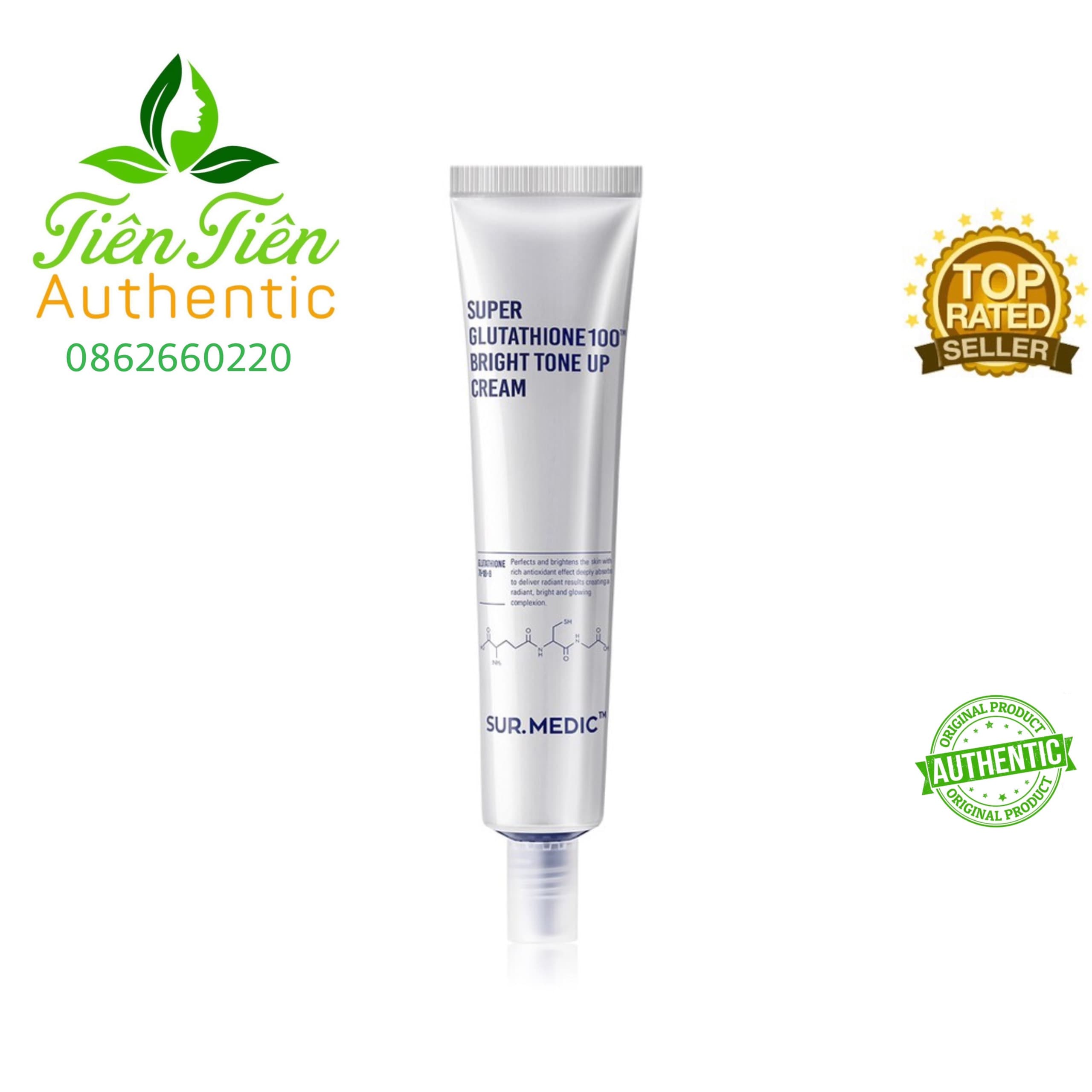 Sur Medic Super Glatathione 100 kem dưỡng trắng da nâng tone tức thì 40ml