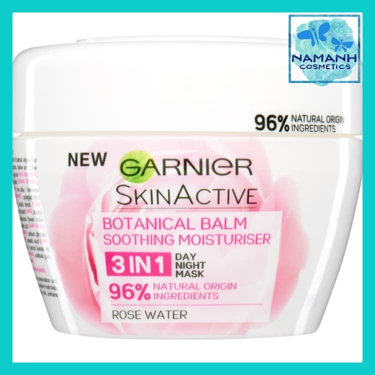 Kem dưỡng ngày đêm mặt nạ hoa hồng Garnier Natural 3-in-1 Soothing Rose Botanical Balm 140 ml