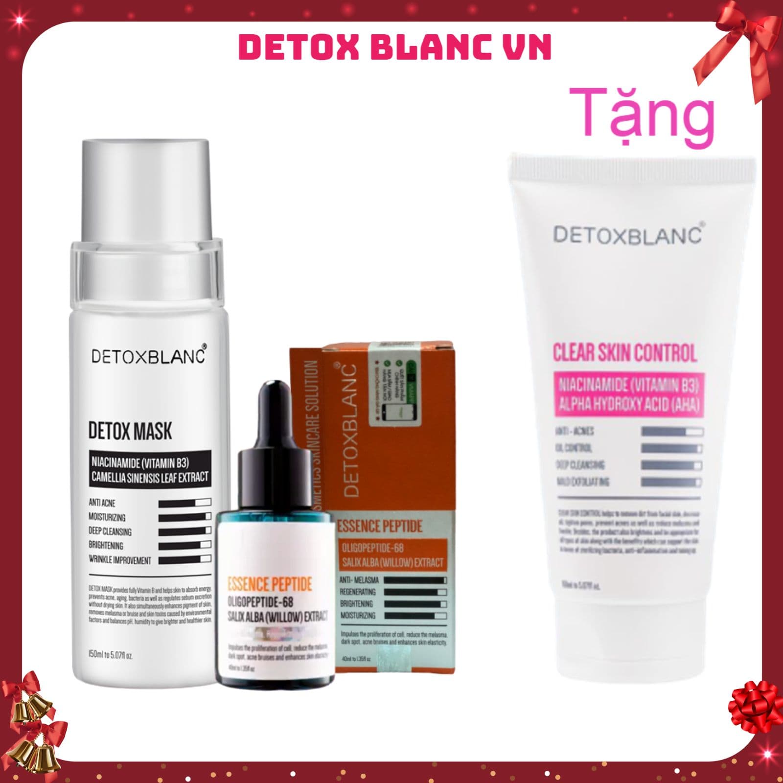Combo xóa nám tàn nhang da detox blanc tặng sữa rửa mặt