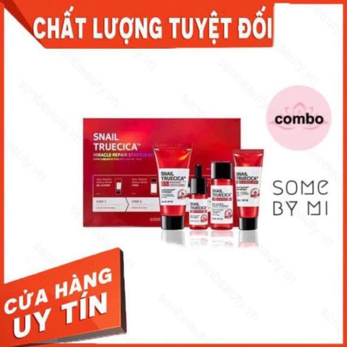 [HCM][Freeship] Combo 4 Món Ốc Sên Giảm Sẹo Lõm Snail Truecica (Sữa rửa mặt Toner Serum Kem) Chính Hãng