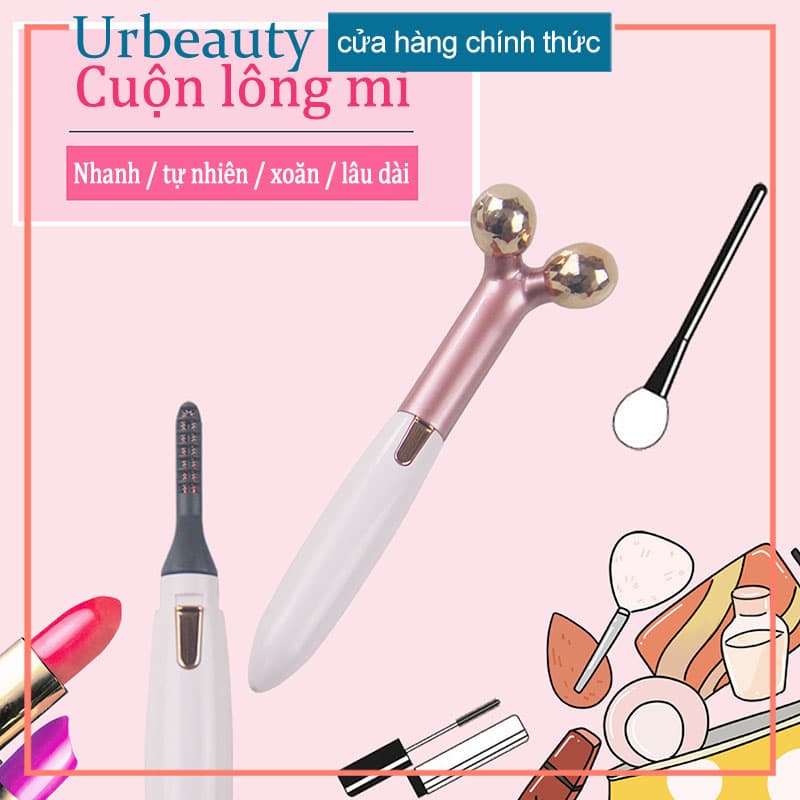 [HCM]【Urbeauty Mall】 2 trong 1 designthe sự kết hợp hoàn hảo giữa dụng cụ uốn lông mi và con lăn massage mặt ， dụng cụ làm đẹp hai trong một kéo dài mi cong nhanh nóng，Kẹp Mi Điện Siêu Cong dụng cụ bấm mi bằng pin - phụ kiện trang điểm giá rẻ