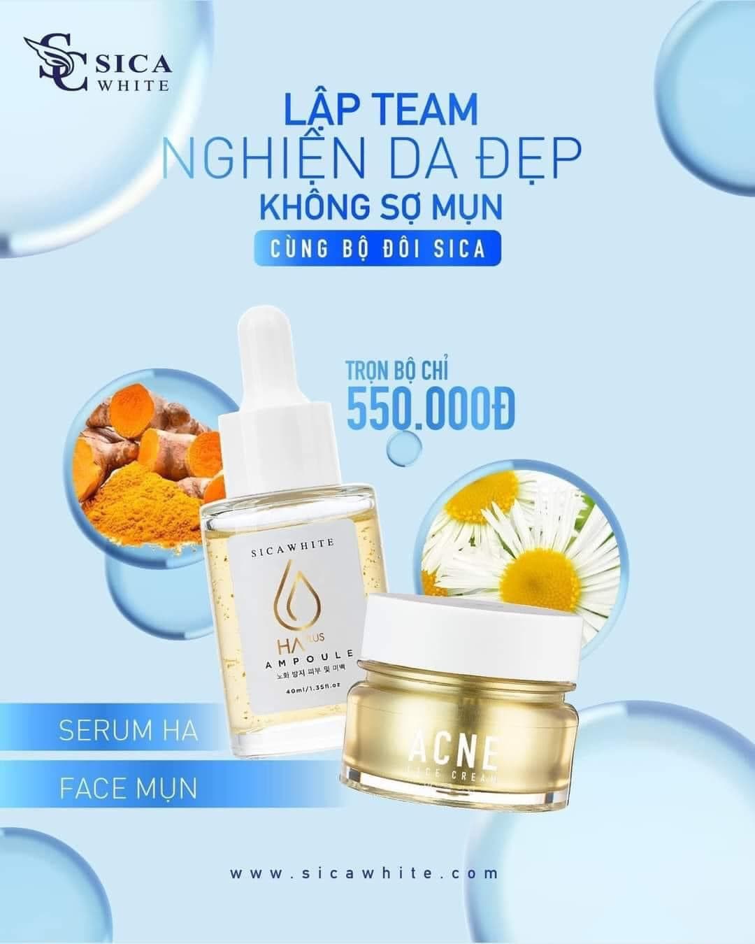 [HCM]KEM MỤN + SERUM HA - SICA WHITE SICAWHITE - SẠCH MỤN-HẾT DẦU-GIẢM THÂM